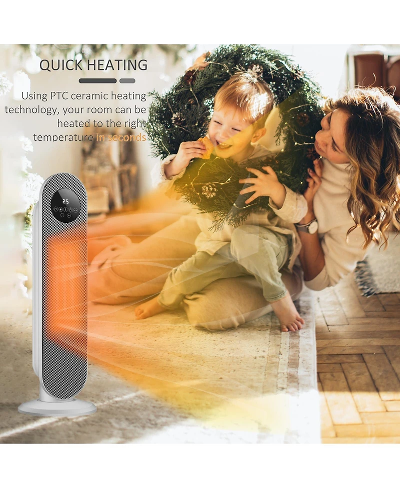 Sugift 1500W Portable Oscillating Electric Space Heater for Indoor Use with Remote Control