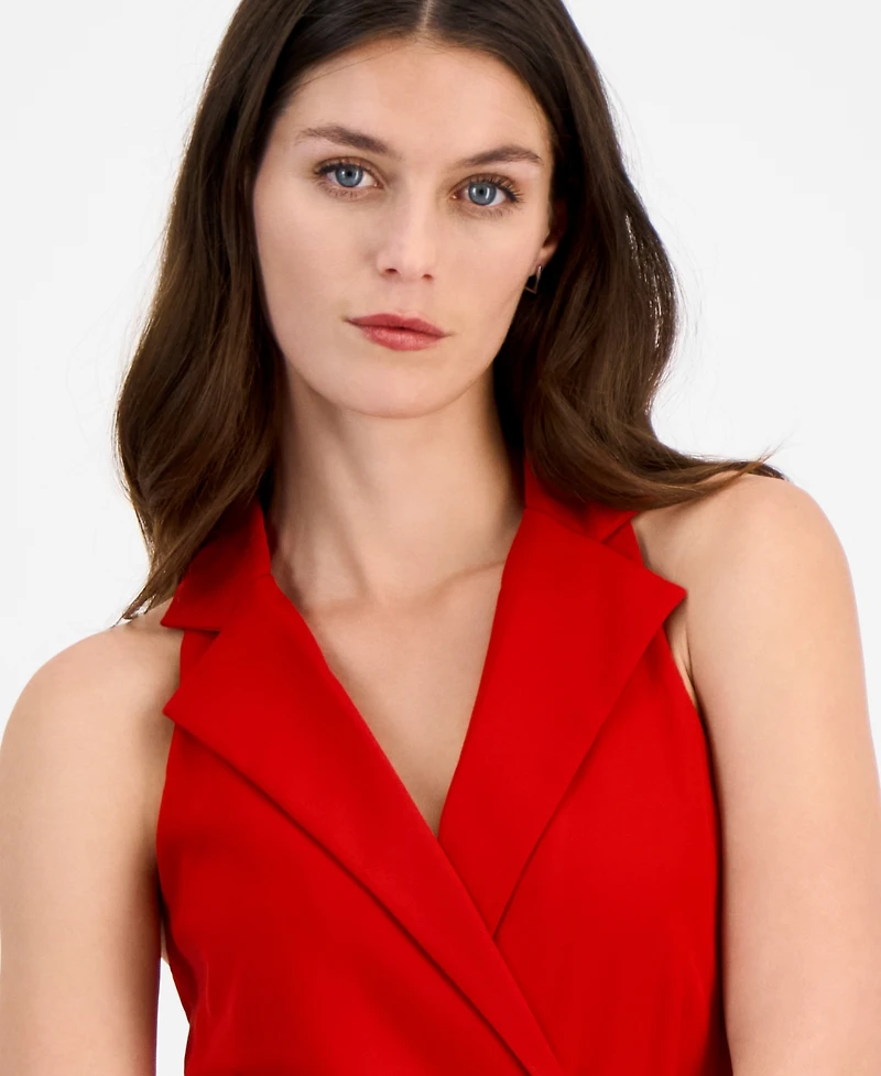 julia jordan Women's Notched-Collar Jumpsuit