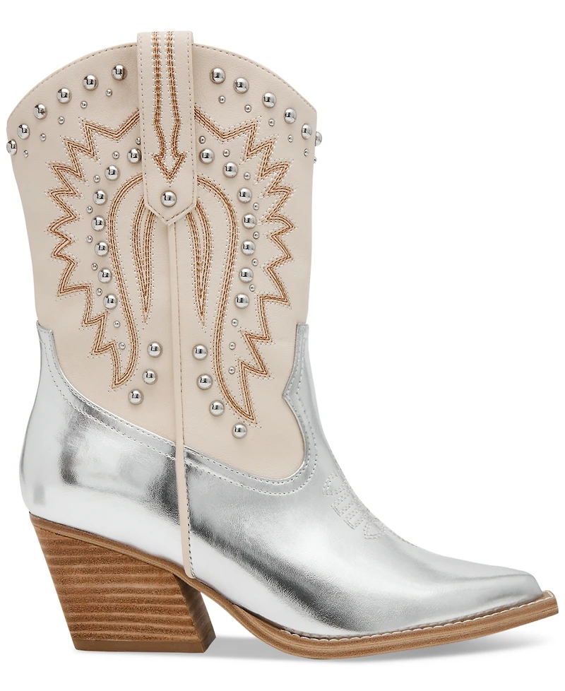 Dv Dolce Vita Women's Aledo Contrast Stitch Studded Cowboy Boots