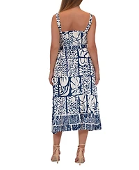 julia jordan Women's Printed Tie-Waist Sleeveless Midi Dress