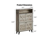 gaomon Shoe Cabinet Storage for Entryway, Hidde Large Capacity Freestanding Shoe Organizer with 2 Flip Drawers, Adjustable Shelf, Narrow Farmhouse Sho