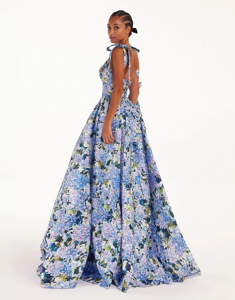 Milla Women's Blue Hydrangea Strapped Maxi Dress