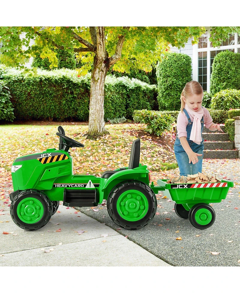 Hongge 12V Kids Ride On Tractor with Trailer and Remote Control