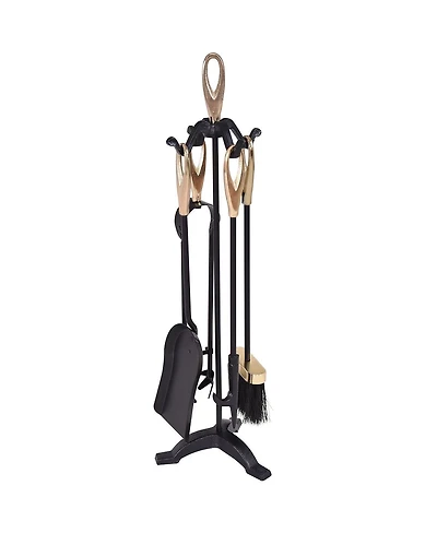 Sugift 5 Pieces Stylish Gold Iron Fireplace Tools Set