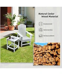 Sugift 15 Inch Patio Square Wooden Slat End Side Coffee Table for Garden-White