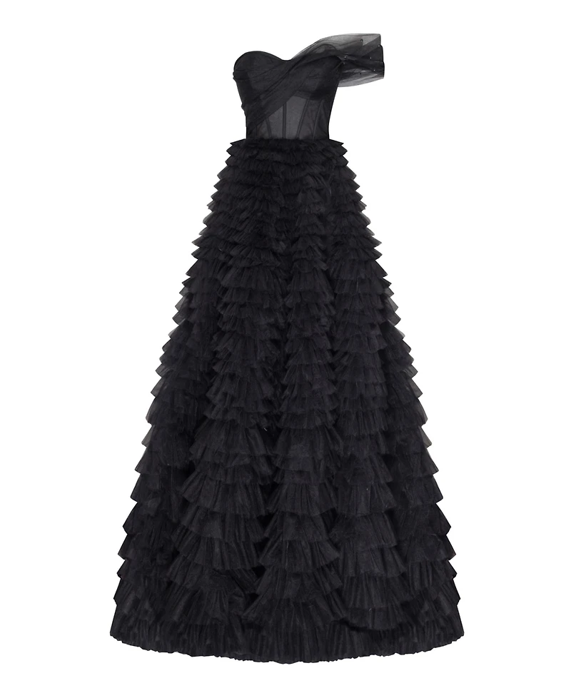 Milla Women's Timeless One-Shoulder Frill-Layered Ball Gown