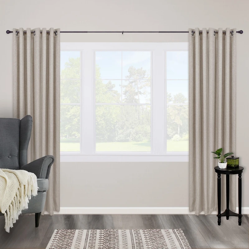 Kenney Bryce Satin Nickel 3/4 Inch Decorative Window Curtain Rod with Ball Finials