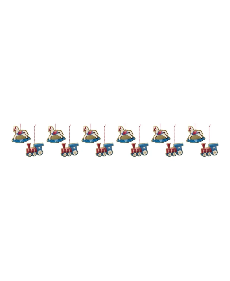 Slickblue Rocking Horse And Toy Train Ornament (Set of 12)