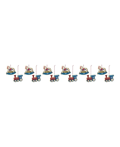 Slickblue Rocking Horse And Toy Train Ornament (Set of 12)