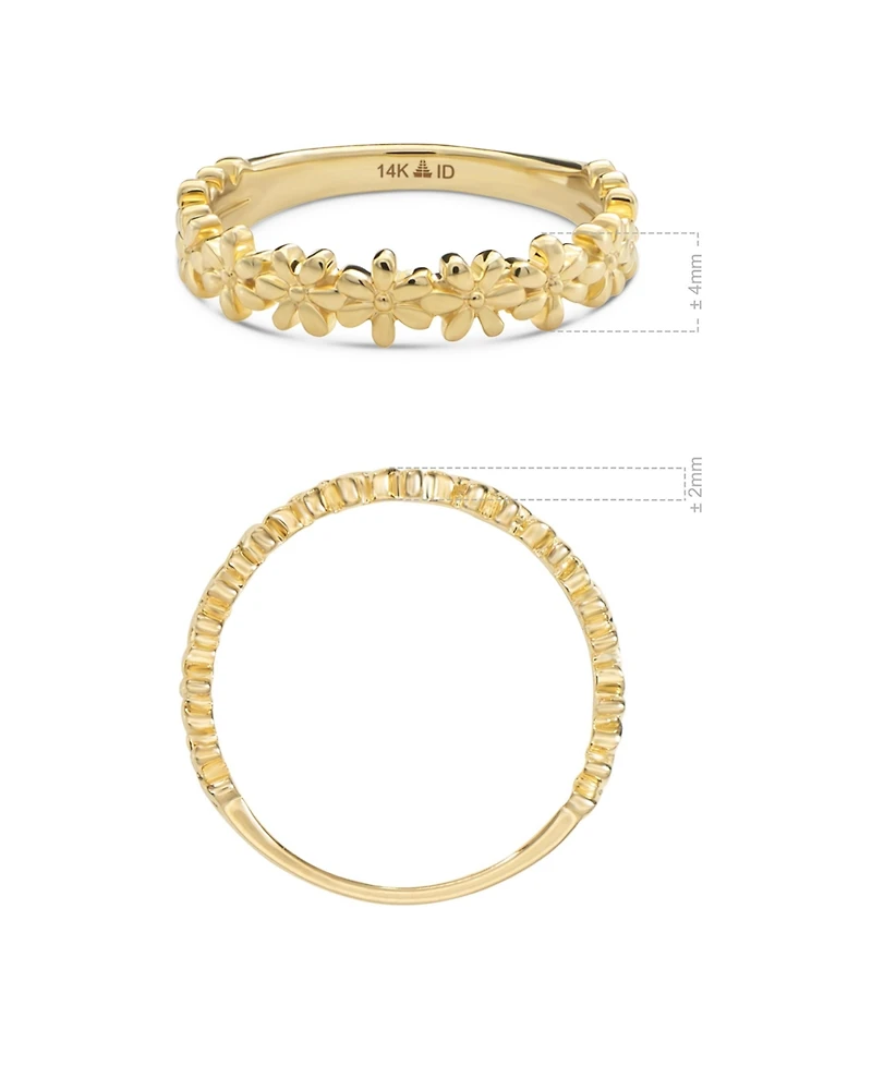 Devata Daisy Flower Ring in 14K Gold, Size 8, approx. 2.5 grams