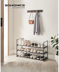 Songmics Home 10 Tier Shoe Shelf with Metal Frame & Non-Woven Fabric Shelves, Black