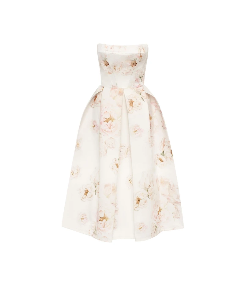 Milla Women's Strapless Midi Dress With A Flower Print