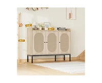 gaomon Shoe Cabinet with 3 Rattan Doors, 7-Tier Shoe Storage Cabinet with Adjustable Shelves, Freestanding Shoe Storage Organizer for Entryway, Hallwa