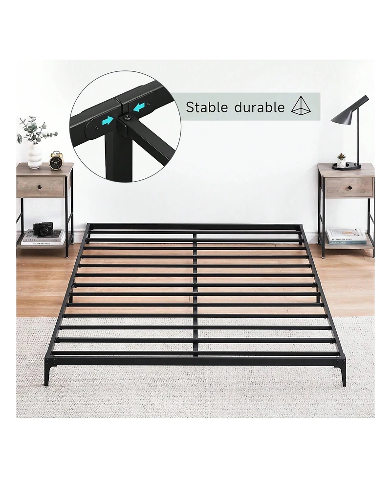 gaomon Bed Frame,6 Inch Metal Bed Frame Heavy Duty Platform Sturdy Steel Slat Platform Noise Free No Box Spring Needed With Huge Storage Space, Create