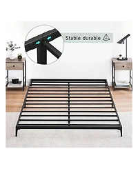 gaomon Bed Frame,6 Inch Metal Bed Frame Heavy Duty Platform Sturdy Steel Slat Platform Noise Free No Box Spring Needed With Huge Storage Space, Create