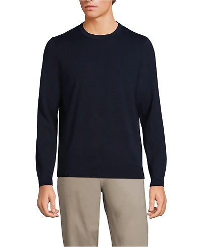 Lands' End Big & Tall Fine Gauge Cotton Crew Neck Sweater