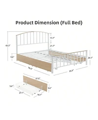 gaomon Bed Frame With 4 Drawers,Platform Bed Frame With Storage,Full Size Platform Bed With Headboard Frame,Metal Bed Frame Steel Slat Support/No Box