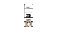 Slickblue Industrial Wall-Mounted Bookcase 5-Tier Open Ladder Shelf with Metal Frame for Stylish Storage
