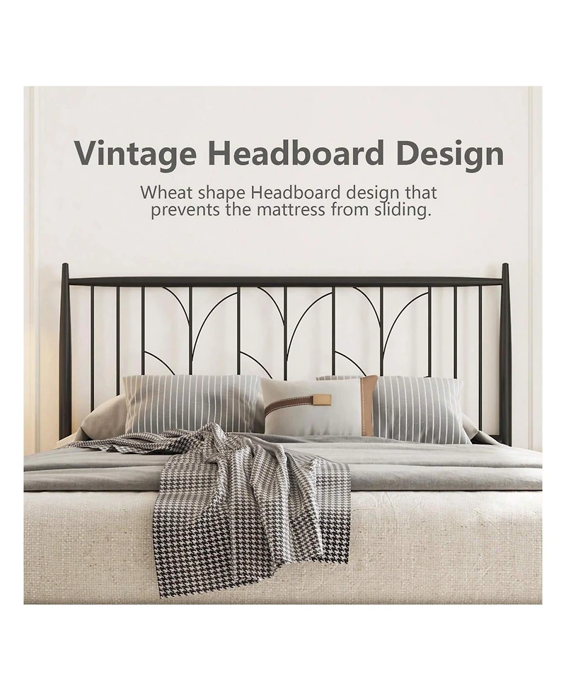 gaomon Metal Platform Bed Frame with Headboard, No Box Spring Needed, Slats Support, Easy Assembly, Under-Bed Storage