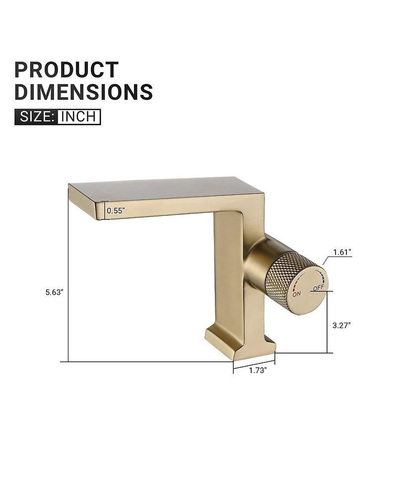 Mondawe Single Handle Single Hole Bathroom Faucet with Water Supply Hoses Brushed Gold