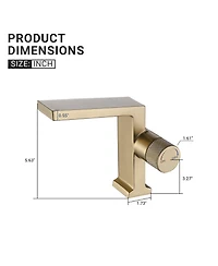 Mondawe Single Handle Single Hole Bathroom Faucet with Water Supply Hoses Brushed Gold