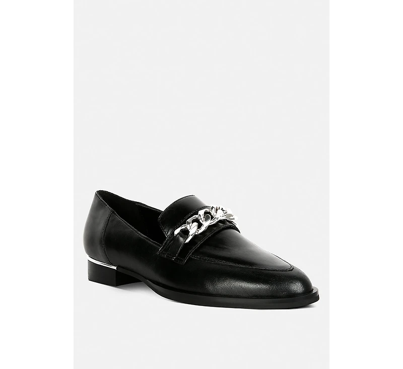 Pola Womens Leather Horsebit Loafers