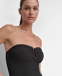 Dkny Women's Textured Shirred One-Piece Swimsuit