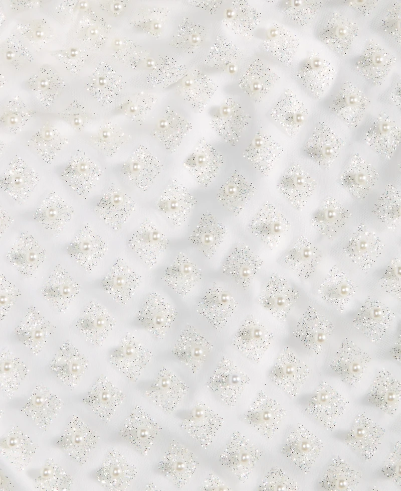 B Darlin Juniors' Glitter and Faux-Pearls Open-Back Gown