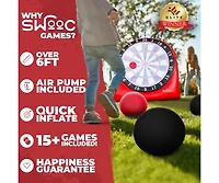 Giant Kick Darts (Over 6 ft. Tall) with Over 15 Games Included - Giant Inflatable Outdoor Dartboard with Soccer Balls