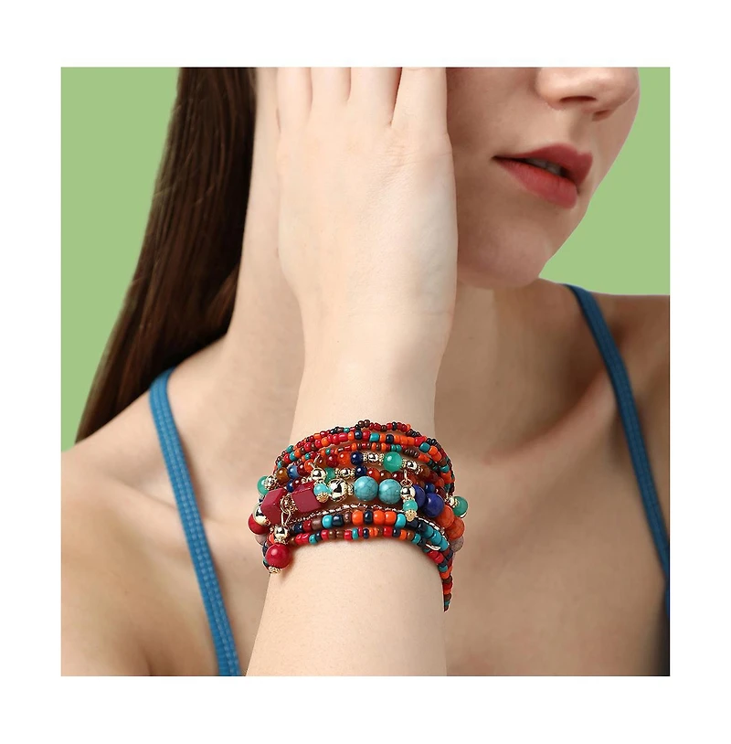 Sohi Women's Beaded Multi-Layer Bracelet