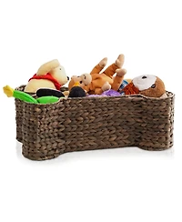 Casafield Dog Bone Shaped Storage Basket - Natural, Large Water Hyacinth Pet Toy Bin Organizer
