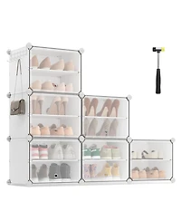 Songmics Home 6-Cube Shoe Organizer with Doors, Modern Look, Store Up to 24 Pairs of Shoes, White