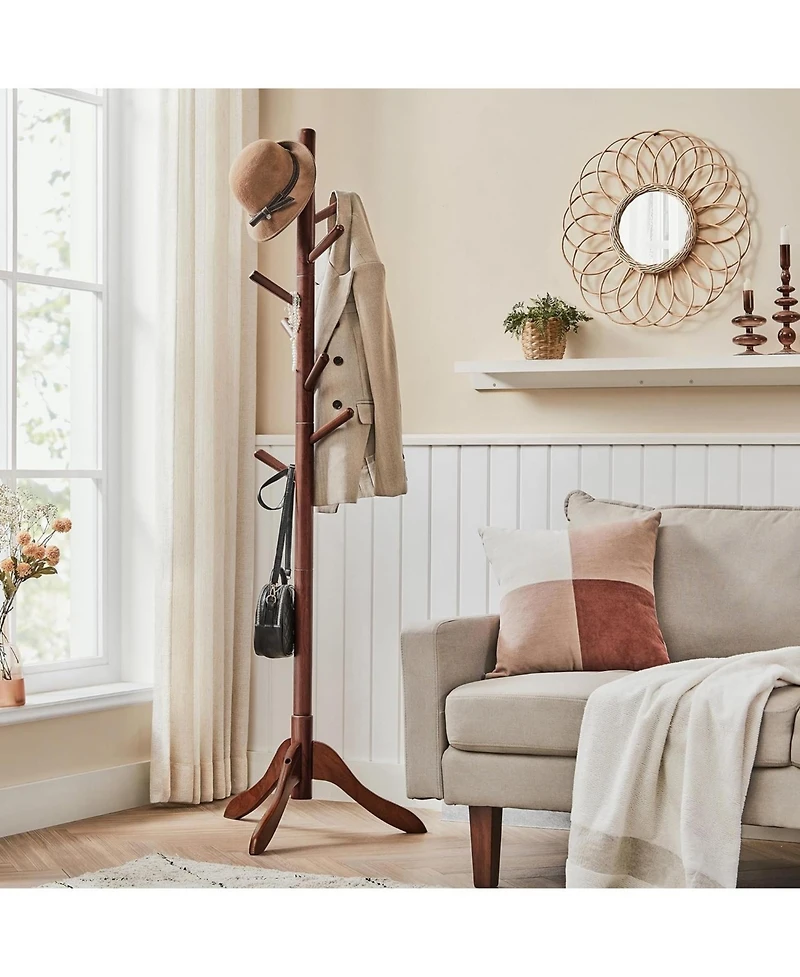 Songmics Home Free Standing Tree-Shaped Coat Rack with adjustable Height Options, Ideal for the Living Room, Bedroom, Brown