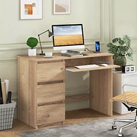 Computer Desk with Power Outlet Keyboard Tray & 3 Large Drawers Type-c & Usb Ports