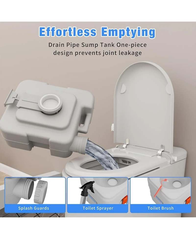 Eleisios Portable Toilet 5.8 Gallon,Rv Toilet with Carry Bag,Camping Toilet With Anti-Leak Handle Water Pump, for Rv Travel, Boat and Trips