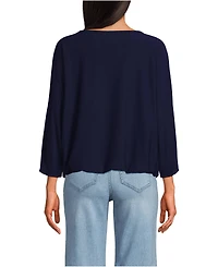 Lands' End Women's Lightweight Jersey 3/4 Sleeve Dolman Blouson Top