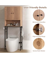 Costway Over The Toilet Storage Cabinet Free Standing Rack with Adjustable Shelf