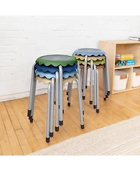 ECR4Kids Daisy Stackable Stool Set, Earthtone, 8-Piece