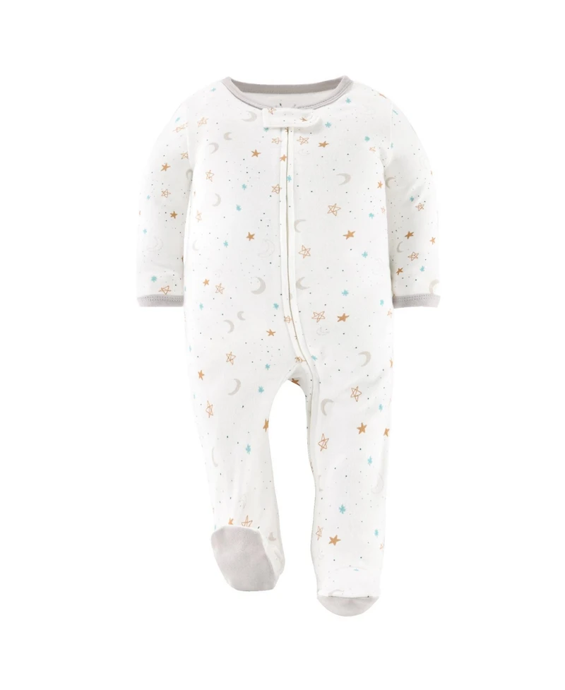 The Peanutshell Neutral Celestial Footed Baby Sleepers for Boys & Girls, 3 Pack