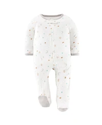 The Peanutshell Neutral Celestial Footed Baby Sleepers for Boys & Girls, 3 Pack