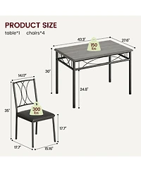 gaomon Dining Table Set for 4, Kitchen Table and Chairs, Dining Room Table Set with 4 Upholstered Chairs,Kitchen Table Set,Grey
