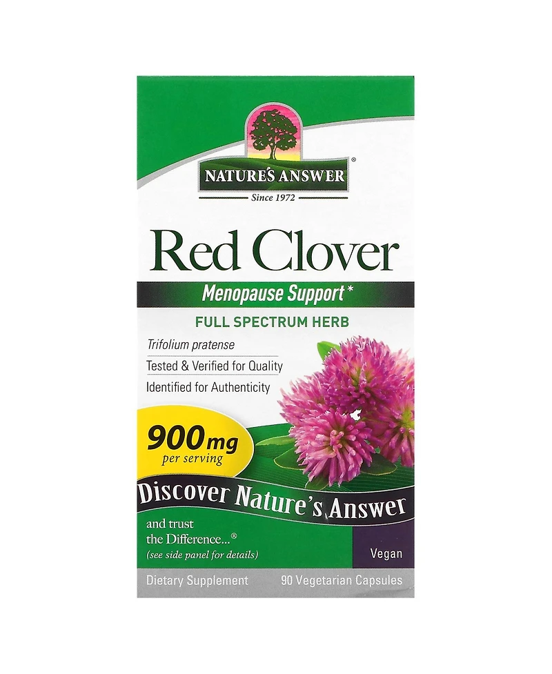 Nature's Answer Red Clover 900 mg - 90 Vegetarian Capsules (450 mg per Capsule)
