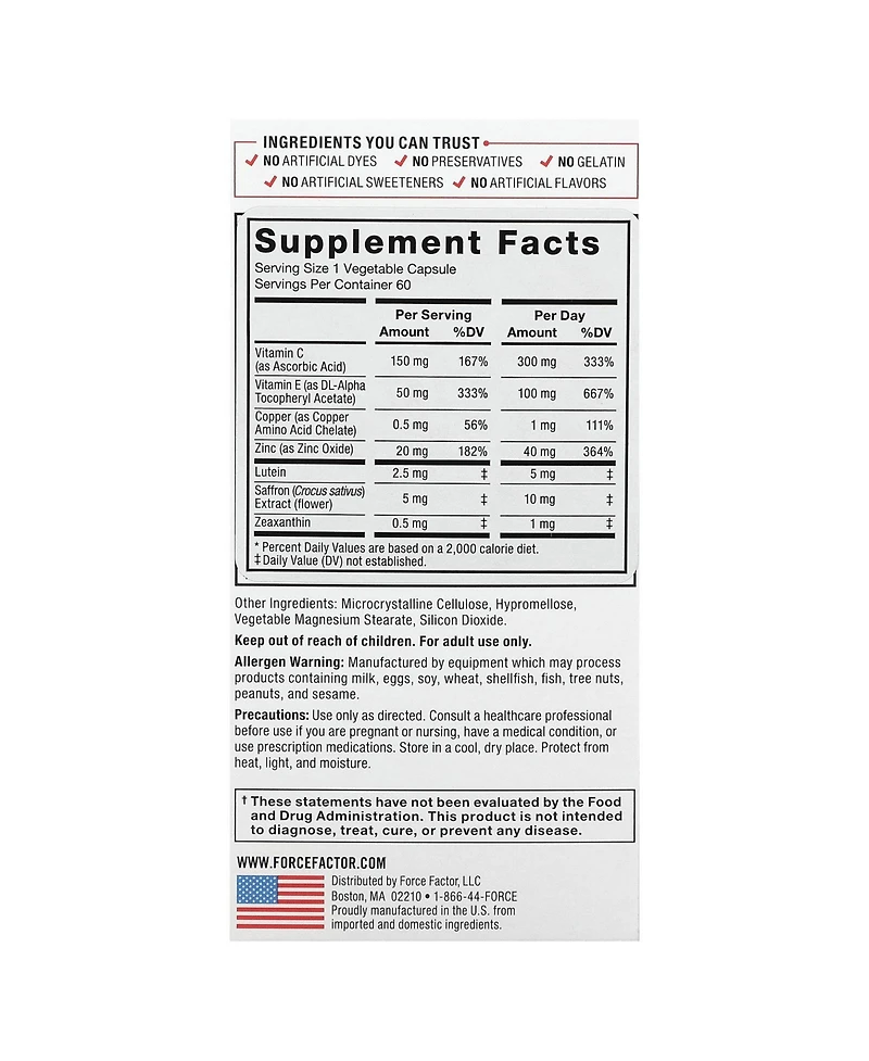 Force Factor Complete Eye Health, Clinical Strength Eye Vitamins with Lutein & Zeaxanthin to