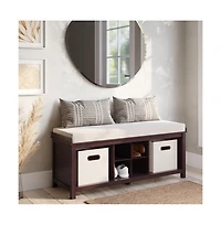 John Louis Home Solid Wood Entryway Bench - 2 Bins & 1 Shoe Divider