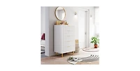 gaomon White Dresser, Modern 5 Drawer Dresser for Bedroom with Gold Handle and Large Drawer