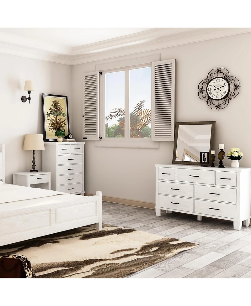 Dresser for Bedroom, 7 Drawers Modern Wood Dresser, 51" Wide Chest of Drawers Closet, Wooden Dresser Organizer ,White