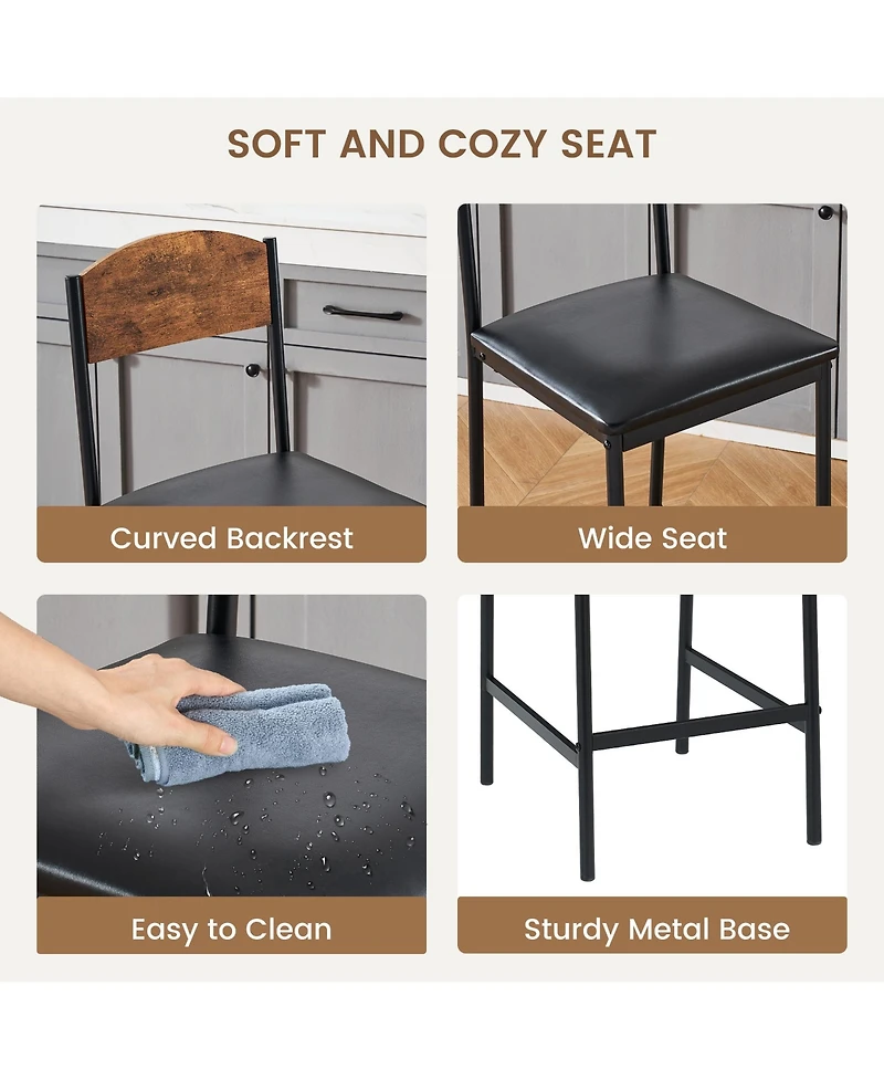 Gaomon Bar Stools Set of 2, Kitchen Barstools with Footrest and Back