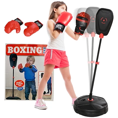 Qaba Kids Punching Bag with Sd & Boxing Gloves for Boys & Girls,