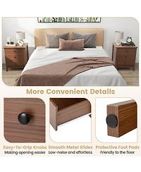 Gymax 3-Drawer Nightstand Wooden Bedside Table Modern Side End Table Walnut