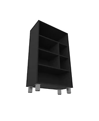 Fm Furniture Charco Bookcase in Melamine with Six Shelves, Black